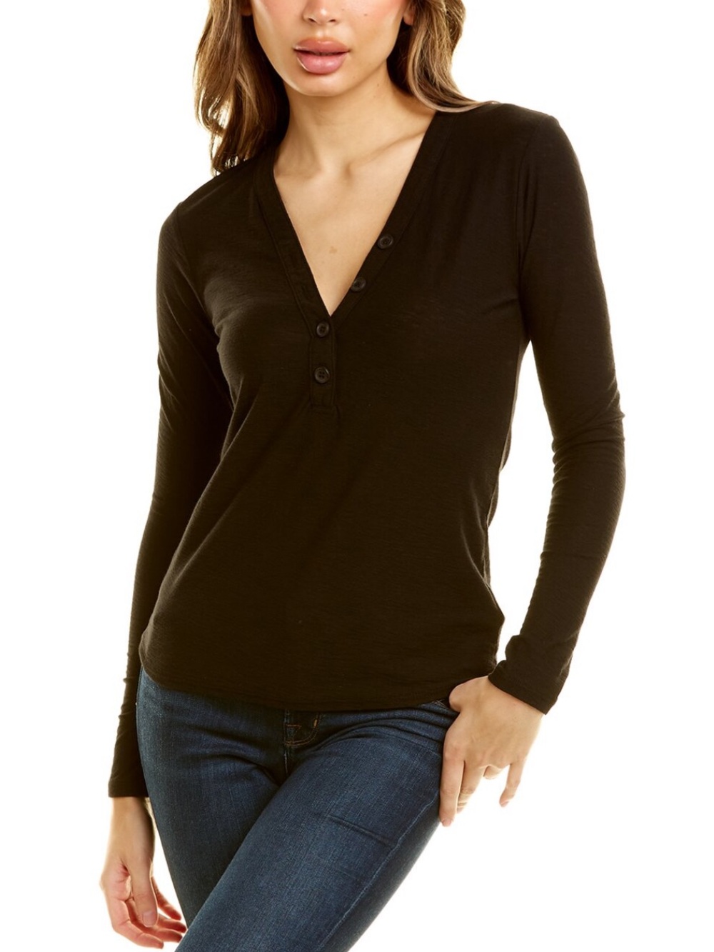 New! JAMES PERSE ‘Cotton Modal Slub Jersey Long Sleeve Henley’